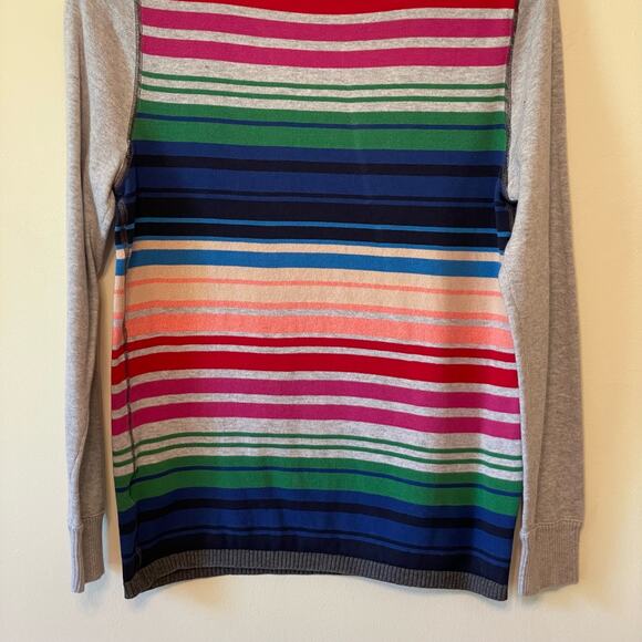 Tommy Hilfiger L stripe long sleeve t-shirt top gray pink preppy academia casual - Picture 7 of 7